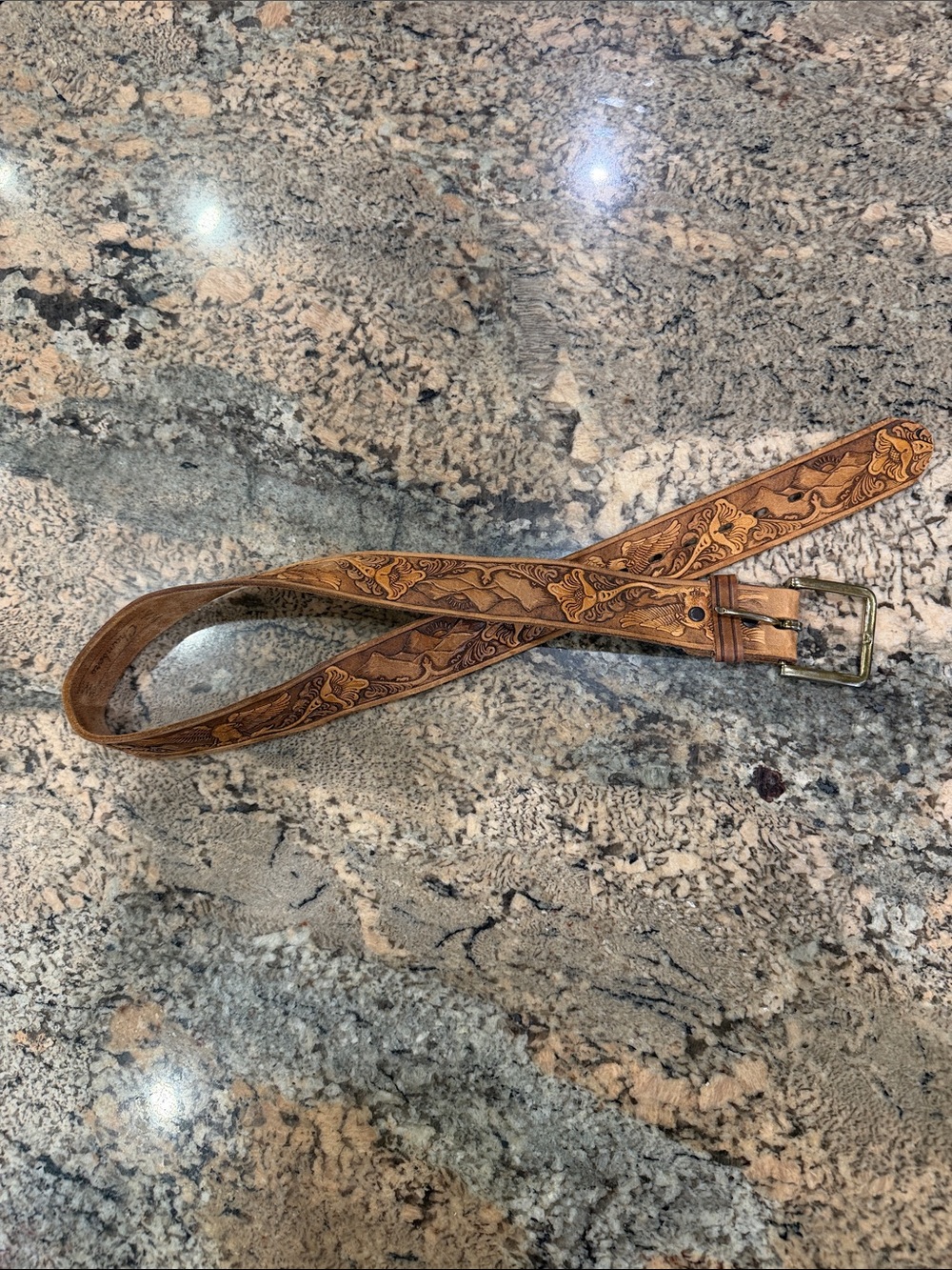 Genuine Leather Hand-Finished Tan Belt - Size 30